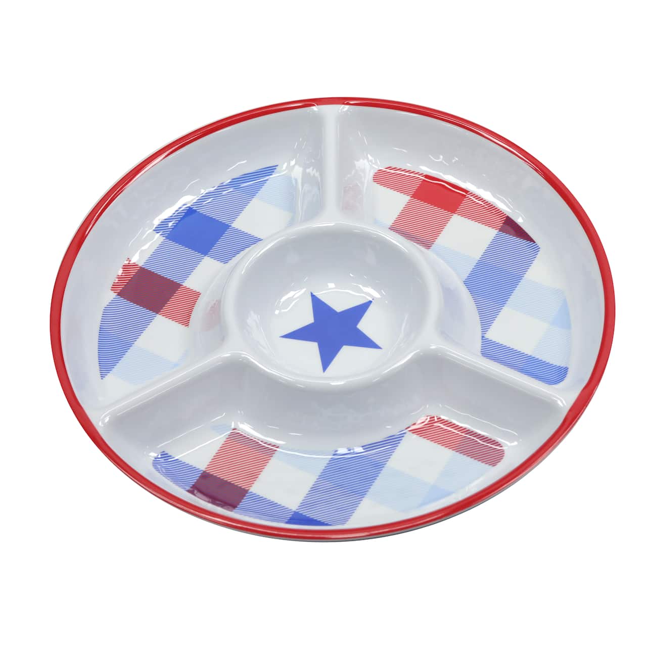 13&#x22; Red, White &#x26; Blue Melamine Divided Tray by Celebrate It&#x2122;